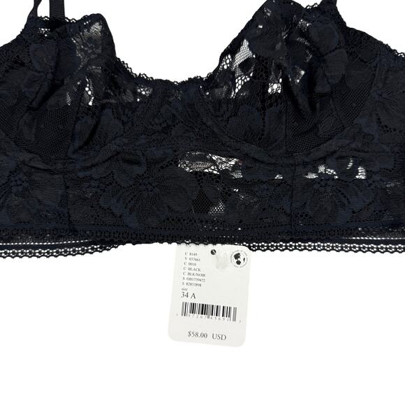 NWT FREE PEOPLE x Intimately FP Sorento Demi Longline Sz 34A Black - Picture 3 of 5